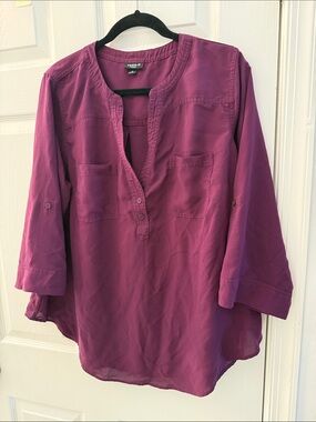 torrid Plum Button-Front Split-Neck Tunic Top